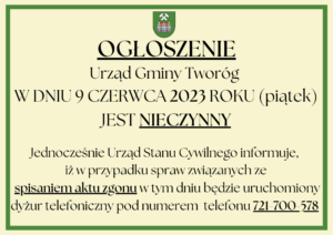 Miniaturka artykułu UWAGA – zmiana organizacji pracy urzędu w dniu 9 czerwca