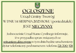 Miniaturka artykułu UWAGA – zmiana organizacji pracy urzędu w dniu 14 sierpnia